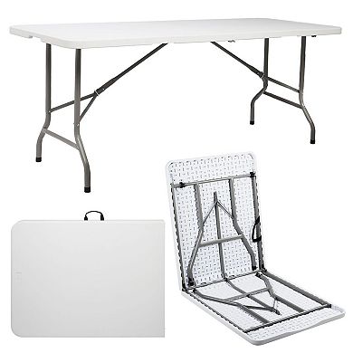 Rectangular Folding Table with HDPE Top and Fold-in-Half Design for Parties or Gatherings