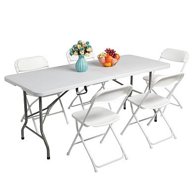 Rectangular Folding Table with HDPE Top and Fold-in-Half Design for Parties or Gatherings