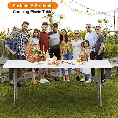 Rectangular Folding Table with HDPE Top and Fold-in-Half Design for Parties or Gatherings