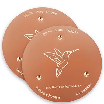 2 Pack Copper Bird Bath Discs Natural Water Purifier Triple Point Design Fits Outdoor Bowls