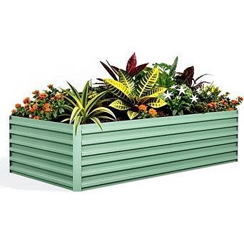 Galvanized Raised Garden Bed 6x3x2 FT, Outdoor Metal Planter Box for Flowers & Vegetables, Green