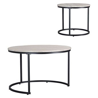 Two-Piece Coffee Table Set with Adjustable Feet and Space-Saving Nesting Design