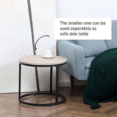 Two-Piece Coffee Table Set with Adjustable Feet and Space-Saving Nesting Design