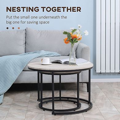 Two-Piece Coffee Table Set with Adjustable Feet and Space-Saving Nesting Design