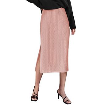 Zeagoo Women's High Waist Midi Length Knit Skirt Office Party Casual Skirts