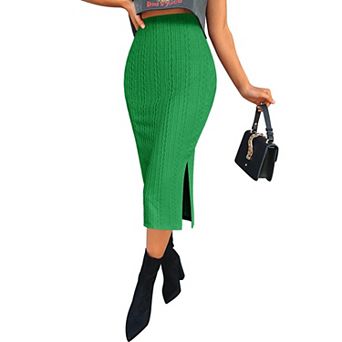 Zeagoo Women's High Waist Midi Length Knit Skirt Office Party Casual Skirts