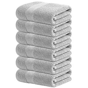 Set Of 6 Hand Towels For Bathroom 600 Gsm Cotton Ultra Soft Quick Drying Hotel Quality Towel