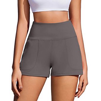 PINSPARK Women's High Waist 2.5" Biker Shorts Tummy Control Workout Yoga Shorts with Pockets