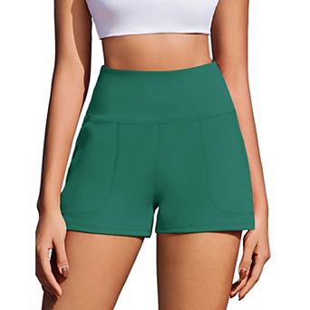 PINSPARK Women's High Waist 2.5" Biker Shorts Tummy Control Workout Yoga Shorts with Pockets