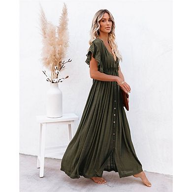 Womens Casual Short Sleeve Long Swimsuit Beach Cover Ups