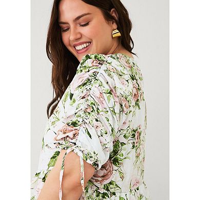 Ellos Plus Size Peplum Tunic With Convertible Sleeves
