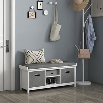 Shoe Storage Bench with Cushioned Seat, Ideal for Entryway Living Room