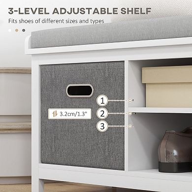 Shoe Storage Bench with Cushioned Seat, Ideal for Entryway Living Room