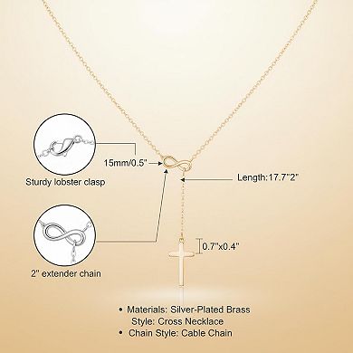 ZUQIETA Dainty Cross Pendant Necklace 14K Gold Plated Adjustable Faith Gift