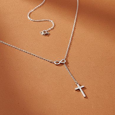 ZUQIETA Dainty Cross Pendant Necklace 14K Gold Plated Adjustable Faith Gift