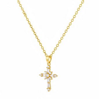 ZUQIETA Dainty Cross Pendant Necklace 14K Gold Plated Adjustable Faith Gift