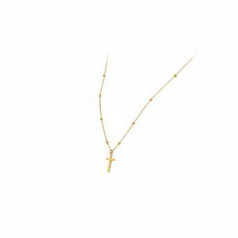 ZUQIETA Dainty Cross Pendant Necklace 14K Gold Plated Adjustable Faith Gift