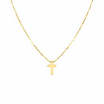 ZUQIETA Dainty Cross Pendant Necklace 14K Gold Plated Adjustable Faith Gift