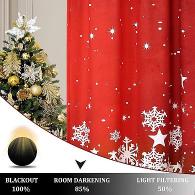 Christmas Red Velvet Kitchen Curtains, Snowflake Holiday Window Short Tier Set Cafe Curtain