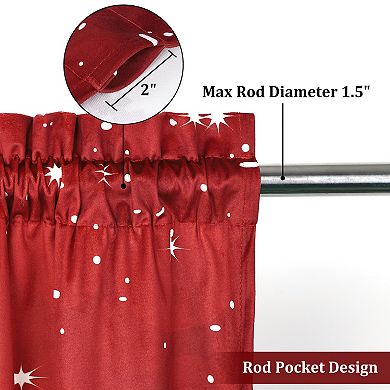 Christmas Red Velvet Kitchen Curtains, Snowflake Holiday Window Short Tier Set Cafe Curtain