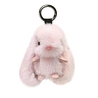 Cute Fluffy Long Ears Bunny Keychain Plush Bag Charm Pendant