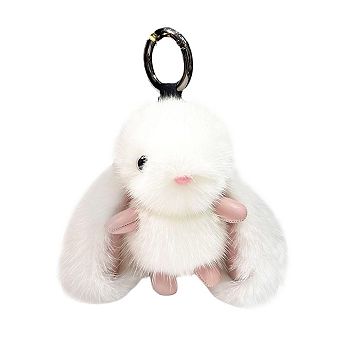 Cute Fluffy Long Ears Bunny Keychain Plush Bag Charm Pendant