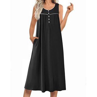 Ekouaer Nightgowns for Women Long Sleeveless Night Gowns Ladies Soft Nightdress Victorian Sleepwear