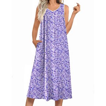 Ekouaer Nightgowns for Women Long Sleeveless Night Gowns Ladies Soft Nightdress Victorian Sleepwear