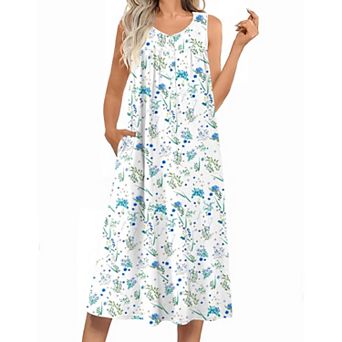 Ekouaer Nightgowns for Women Long Sleeveless Night Gowns Ladies Soft Nightdress Victorian Sleepwear