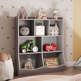 3 tier Kids Bookcase, Toy Storage Cabinet for Storage Books and Toys, Multi Shelf with Cubby Cabinet