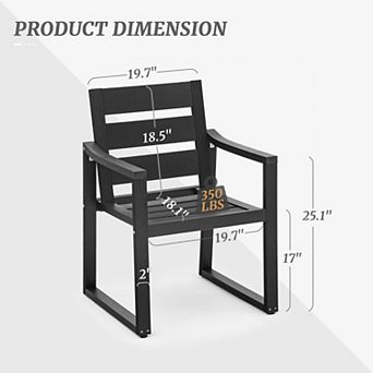Hearthshire Outdoor Dining Chairs, Weather Resistant Patio Chairs with Armrest for Indoors