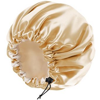 Satin Bonnet Silk Curly Hair Braid Sleeping Women Large Double-layer Adjustable