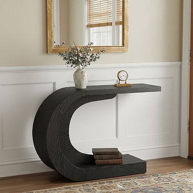 Wave-Base Console Table Wood Engineered Table for Entryway or Sofa Placement