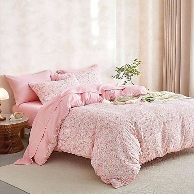 Floral Daisy Comforter Set for Bedroom Dorm Decor, 7 Piece Queen Size
