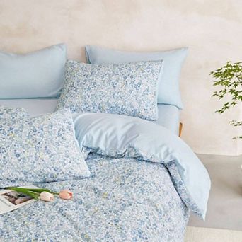 Floral Daisy Comforter Set for Bedroom Dorm Decor, 7 pc Queen Size