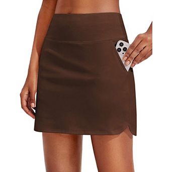 PINSPARK Women's Tummy Control Tennis Golf Skort Lightweight Workout Skirt with 3 Pockets