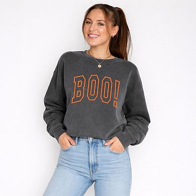 Embroidered Boo Arched - Women's Lightweight Garment Dyed Sweatshirt