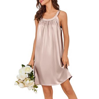 Ekouaer Nightgown for Women Sleeveless Sleepwear Tank Night Shirts Pleated Sleepshirt