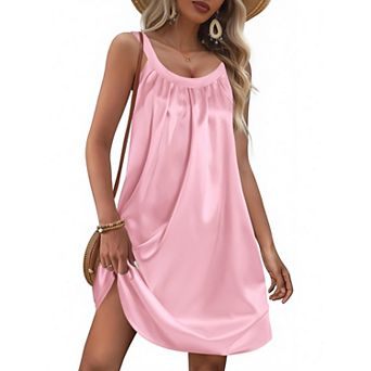 Ekouaer Nightgown for Women Sleeveless Sleepwear Tank Night Shirts Pleated Sleepshirt