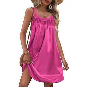 Ekouaer Nightgown for Women Sleeveless Sleepwear Tank Night Shirts Pleated Sleepshirt