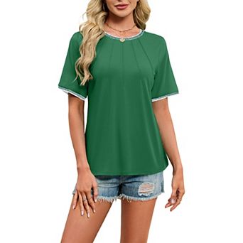 Women's Casual Summer Crew Neck Short Sleeve Top Round Neck Blouse