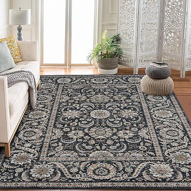 Machine Washable Area Rug with Non-Slip Backing for Living Room Dining Room Bedroom
