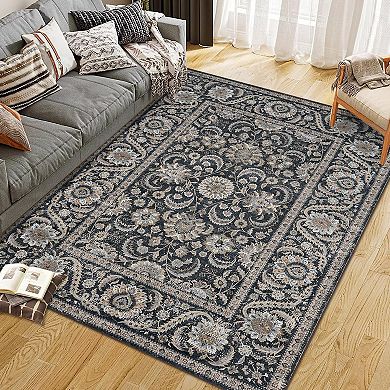 Machine Washable Area Rug with Non-Slip Backing for Living Room Dining Room Bedroom