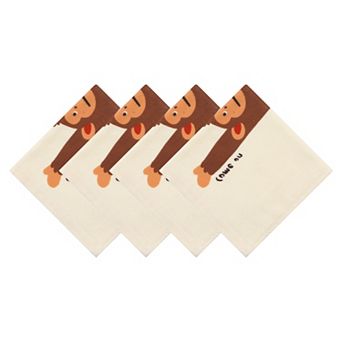 Cute Cartoon Animal Cotton Washcloth, 4 Pack Soft Absorbent Printed Face Cloths for Bathroom 13"x13"