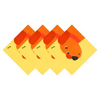 Cute Cartoon Animal Cotton Washcloth, 4 Pack Soft Absorbent Printed Face Cloths for Bathroom 13"x13"