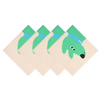 Cute Cartoon Animal Cotton Washcloth, 4 Pack Soft Absorbent Printed Face Cloths for Bathroom 13"x13"