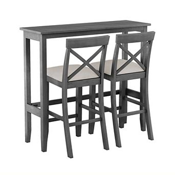 KWPZQEB Farmhouse Bar Height Dining Set with 2 Breathable Chairs for Small Places