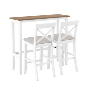 KWPZQEB Farmhouse Bar Height Dining Set with 2 Breathable Chairs for Small Places