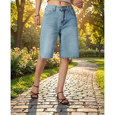 Women's Denim Shorts High Rise Wide Leg Casual