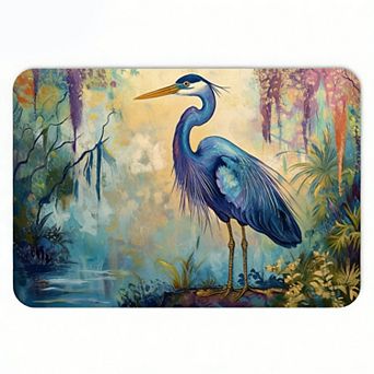 Watercolor Bird Wetland Floor Mat, Soft Non-Slip Nature Themed Rug